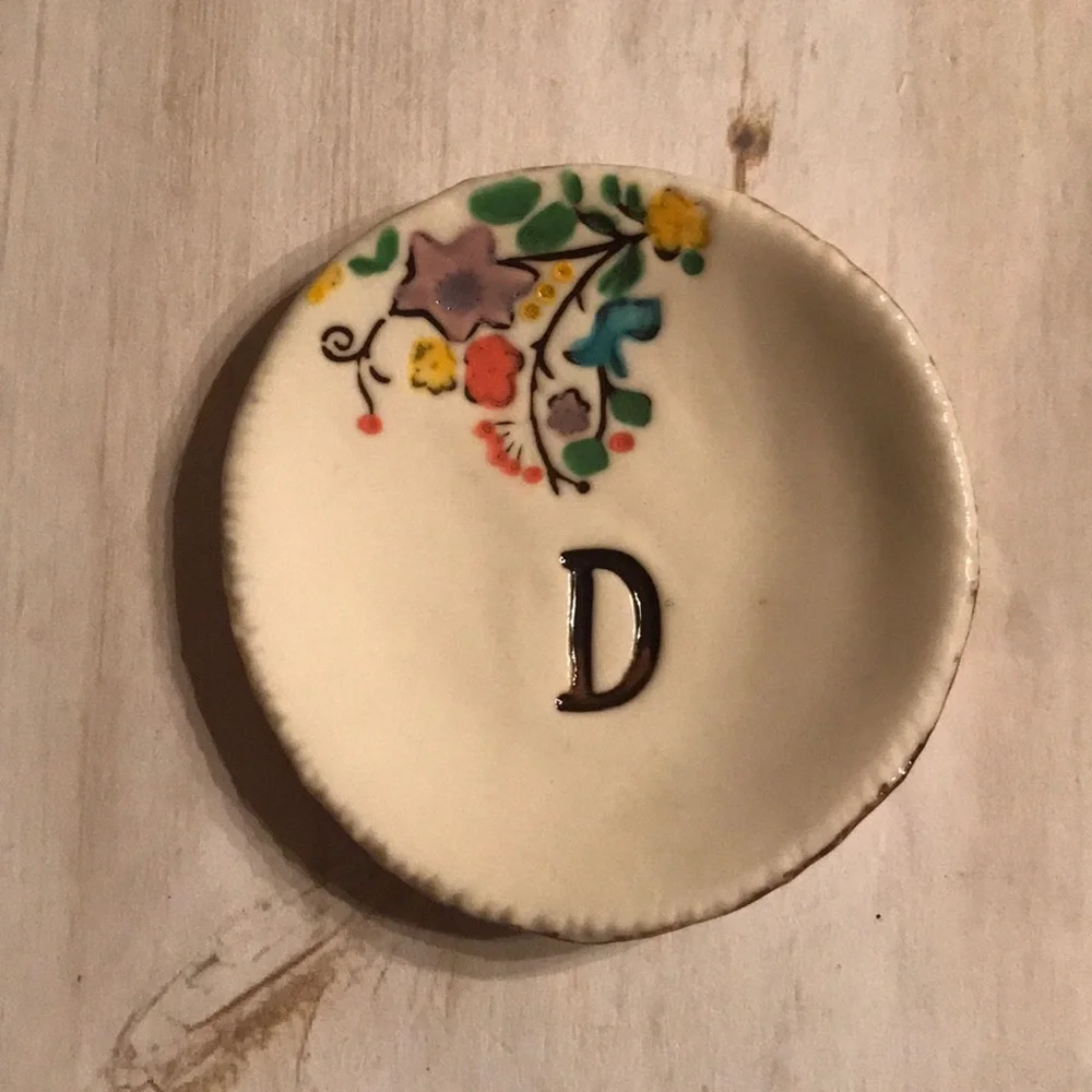 Anthropologie Monogrammed Garland Ring Dish